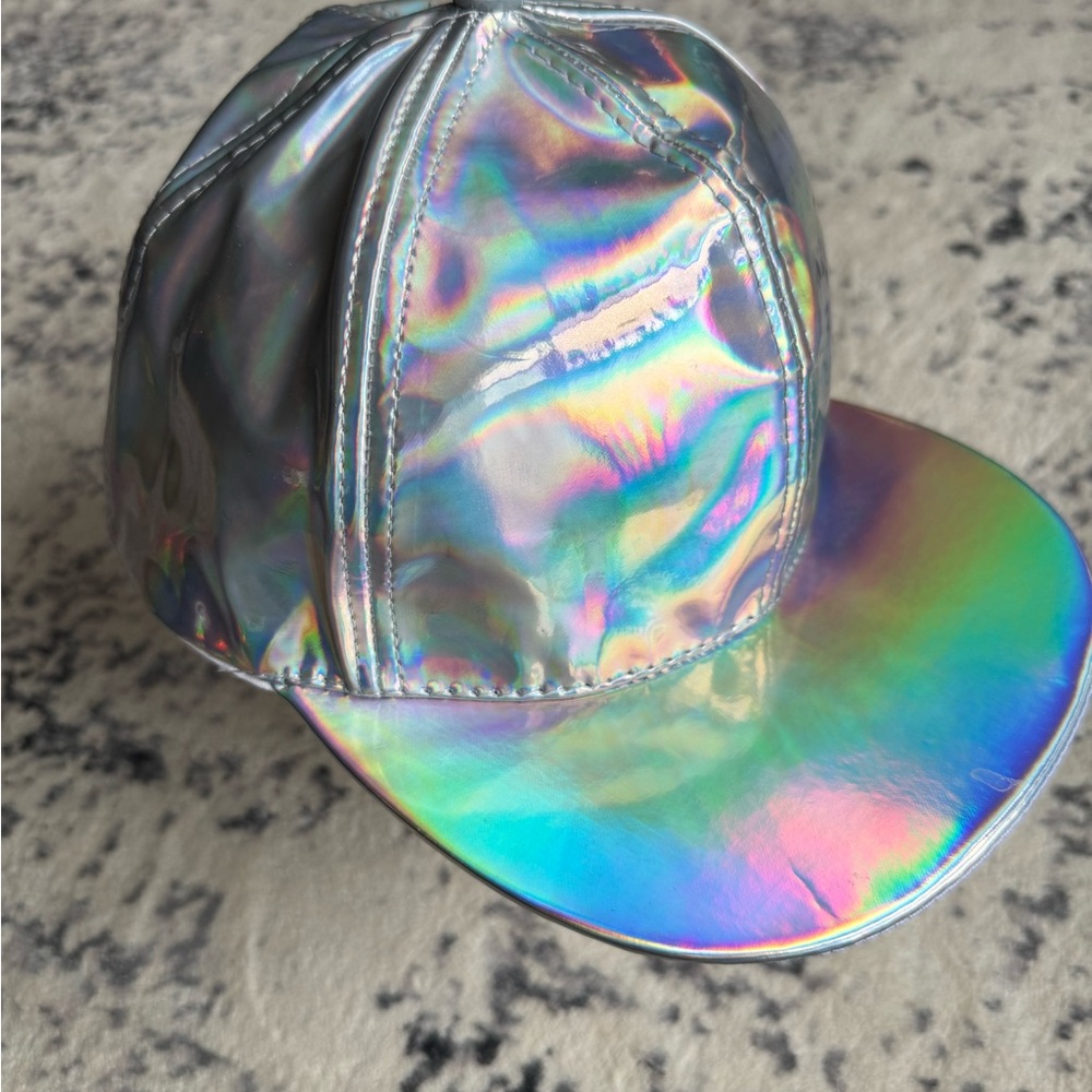 Silver Holographic snapback trucker hat